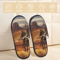 thumbnail image 2 of Fotbe Western Desert Cowboy Cloud Pantuflas Peludas para Mujer con Estampado, Zapatillas de Peluche, Zapatos de Invierno para Casa, Uso Interior y Exterior-Medium, 2 of 8