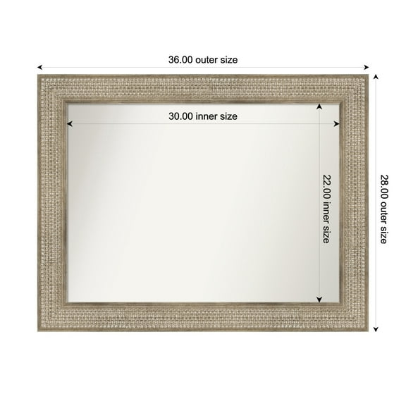 Amanti Art Custom Wall and Bathroom Mirror (28 x 36 in.), Trellis Silver Frame