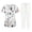 White, variant on Plus Size Women's V-Neck Scrub Set (Cross) - Floral Print T-Shirt Top with Pockets, Short Sleeve Medical Uniform for Nurses, Comfortable Workwear Set Blue L