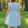 thumbnail image 4 of Dvprdro Children's Summer Dress Fashion Solid Crew Neck Flying Sleeve Back Button Party Princess Dress For Middle Aged Children And Girls, 4 of 5