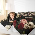 thumbnail image 3 of Castle Fairy Gothic Floral Skull Twin Comforter Sets 2pcs,Flowers Rose Peony Butterfly Bedding Set,Ivory Red Black,1 Comforter and 1 Pillowcase,Black Reversible, 3 of 6