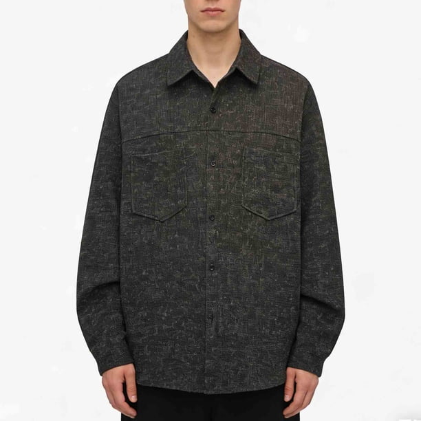 Ceisia Men's Oversize Tie-Dye Print Double-Patch-Pocket Long-Sleeve Shirt Multi-Pattern for Spring/Summer Gift