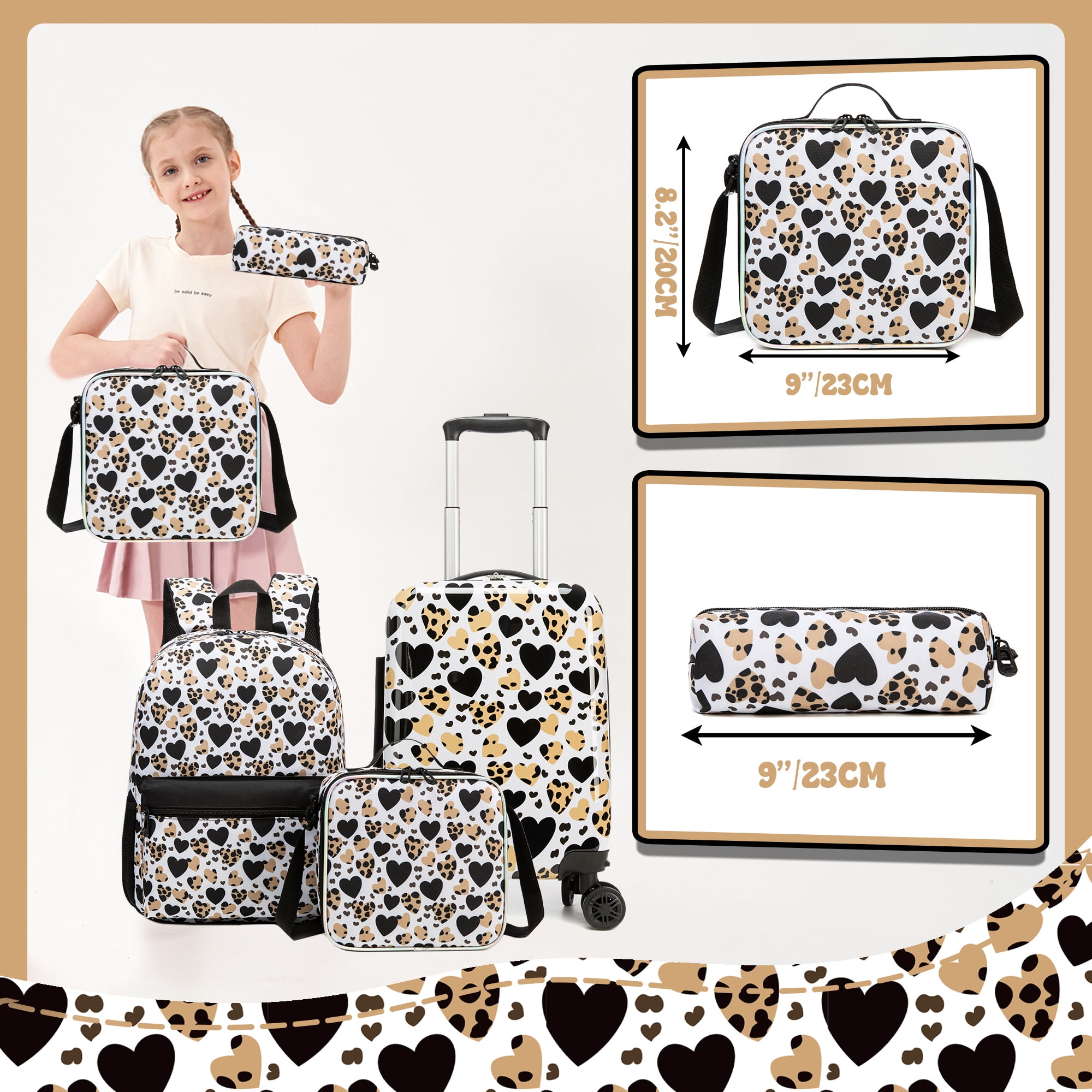 Kids Caary on Luggage Sets for Girls Women with Wheels Hardshell Suitcases with Travel Neck Pillow Suitcase Set for Airplane