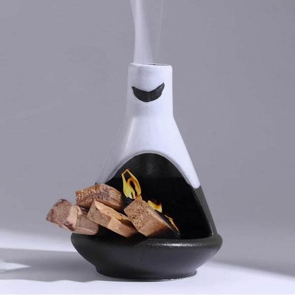 YIASSON Palo Santo Brûleur, Brûleur d'Encens en Céramique Fait Main et Attrape-Cendres pour Bâtonnets Palo Santo Ou Ensembles Sauge, Gris