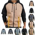 thumbnail image 5 of Ecqkame Mens Zip up Hoodie Color Block Casual Trendy Long Sleeve Sweatshirt Comfortable Outwear Sport Hoodies with Pocket Army Green L, 5 of 5