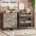 thumbnail image 4 of VEANERWOOD Armoire à Chaussures Moderne avec 3 Portes Rabattables et Étagère de Rangement Réglable pour Couloir et Entrée, Étagère à Chaussures Autoportante Étroite avec Tablette Ouverte, Gris, 4 of 7