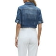 thumbnail image 3 of Womens Denim Jacket 2026 Casual 3/4 Sleeve Collared Button Down Crop Jean Jacket Coats XL Blue, 3 of 6