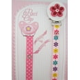 thumbnail image 2 of Pink Flower Pacifier Clip With Two Interchangeable Ribbons, 2 of 2