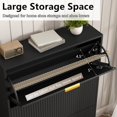 thumbnail image 6 of Shoe Storage Cabinet with 3 Flip Drawers, 31.5" W Fluted Shoe Cabinet for Entryway, Hidden Shoe Cabinet Storage, Narrow Free Standing Shoe Orgnaizer Rack Cabinet for Foyer Hallway, Black, 6 of 17