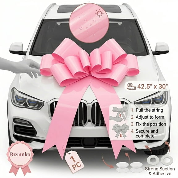 Big Car Bow-Pink 30 Inch-Giant Car Bow for Birthday Christmas Wedding Reception Surprise Party - Large Gift Wrapping for Huge Present