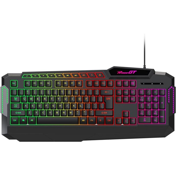 RaceGT Gaming Keyboard, 114 Keys Full Size Wired Rainbow LED Backlit