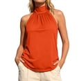 thumbnail image 2 of Halter Tank Tops for Women Dressy Casual Front Pleated Tie Back Loose Sleeveless Shirt Summer Outfits, 2 of 7