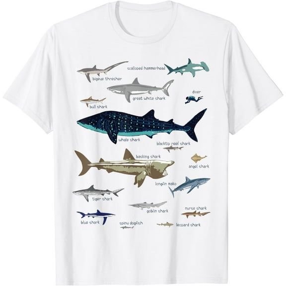 Favorite Sharks Of The World Ocean Science Shark Design T-Shirt