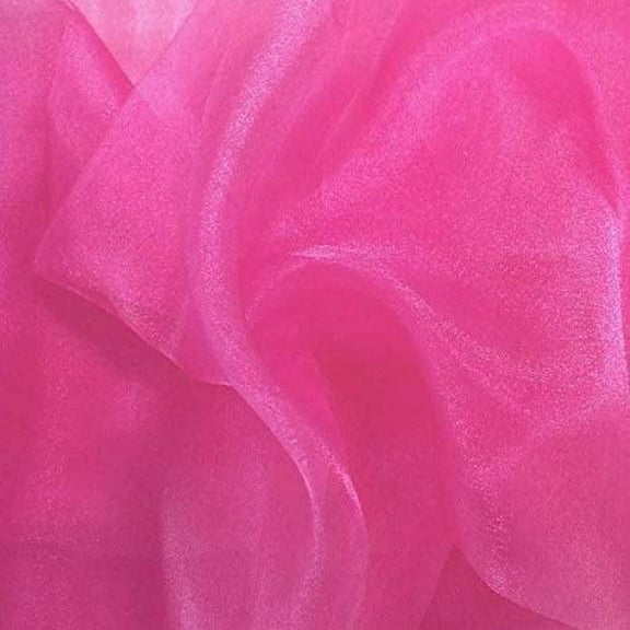 DECORATIVE SILK INC. Sparkle Crystal Sheer Organza Fabric Shiny 60" inch wide by the yard (Fuchsia)
