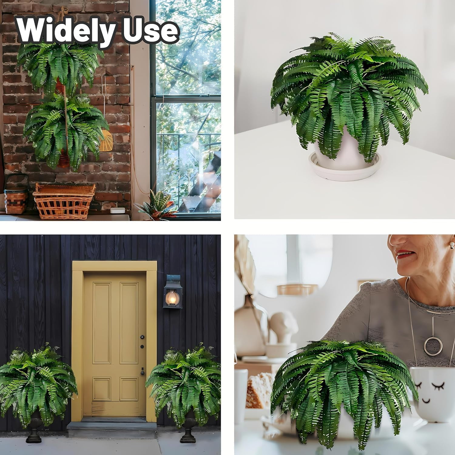 UV Resistant Lifelike Artificial Boston Fern, 2024 New Faux Boston Ferns Outdoor Planter Large, Artificial Plants Outdoor, Fake Ferns, Ferns Live Plants Outdoor (1, 38 Leaves)