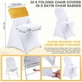 thumbnail image 2 of 50 Pcs Folding Chair Cover Set with 25 Stretch Spandex Slipcovers 25 Satin Chair Sashes Bows Ribbon Washable Banquet Protector for Wedding Event Party(White, Gold), 2 of 12