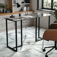 thumbnail image 3 of Martha Stewart Eli Home Office Glass Top Desk with Oil Rubbed Bronze Metal Frame, 3 of 13