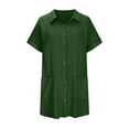 thumbnail image 5 of JGGSPWM Women Swimsuit Coverup Button Down Bathing Suit Turndown Collar Blouse Dress Short Sleeve Bikini Beach Shirt Dress Green S, 5 of 6