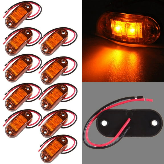 ECCPP 10 Piece Oval Amber Clear Lens 2 Diode LED Trailer Truck Clearance Side Marker Light