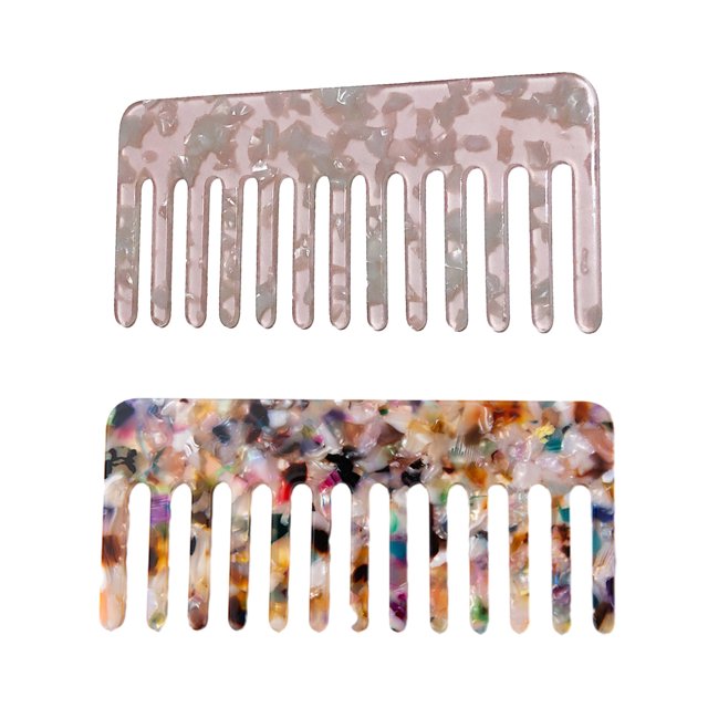 Paquete de 2 peines de celulosa para desenredar el cabello, peine de dientes anchos, cabello rizado Unisex, cabello lacio, cabello mojado