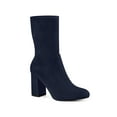 thumbnail image 1 of BLISSFUL STEP Women's Rounded Toe Block Heel Foldable Ankle Boots Navy Blue (Size 8.5), 1 of 6
