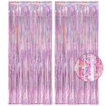 thumbnail image 1 of Elementos esenciales para eventos elegantes, flecos de oropel de color lila y rosa hechos de papel de aluminio, decoraciones para fiestas de cumpleaños con deslumbrantes lentejuelas láser para fondo, 1 of 8