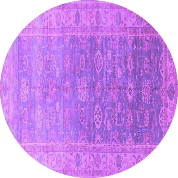 Ahgly Company Indoor Round Oriental Purple Traditional Area Rugs, 4' Round