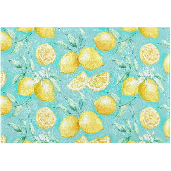 SKYSONIC Toilet Bathroom Rugs Sets 2 Piece, Lemons Soft Absorbent Fluffy Toilet Mat Set Non-Slip Rubber Backing Bath Mats for Bathroom,16"x24" 20"x24"