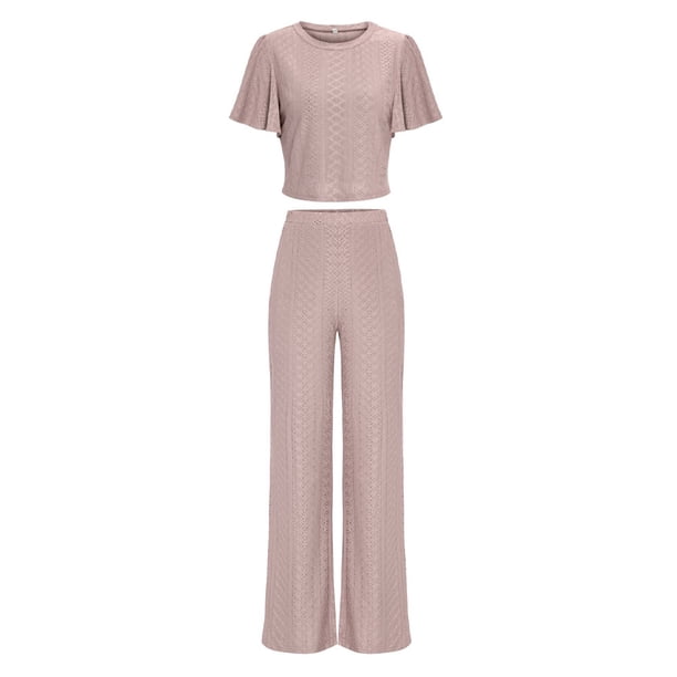 Conjunto de suéter de traje de 2 piezas para mujer Conjunto de pantalones de tops de punto Conjunto de traje casual lindo Adepaton BST3010017-3