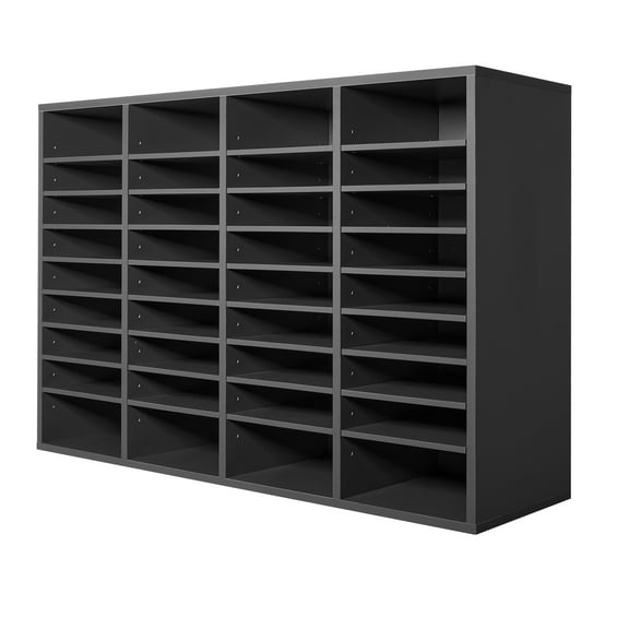 KFFKFF Document Divider, 36 Slots Office Postbox with Modifiable Racks, Timber Post Sorter Medium Density Fiberboard for Office, Home, Classroom Storage of Files, Records, Documents, Ashen