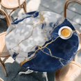 thumbnail image 2 of Marble Navy Blue Round Tablecloth, Fitted Table Cover with Elastic for 36"-44" Round Tables, Abstract Gold White Brick Stone Motif Table Cloth Outdoor Indoor Dinning Party Waterproof Tablecloths, 2 of 7