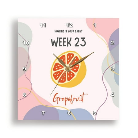 3dRose, Image of Grapefruit how big is your baby week 23, 15x15 Wall Clock