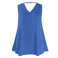 thumbnail image 6 of USSUMA Tops for Women Trendy Womens Tank Tops Sleeveless V Neck Solid Color Loose Plus Size Tops for Women Elegant T-Shirt Fashion Shirt Gym Blue Polyester today Discount Tank Top for Women L, 6 of 6