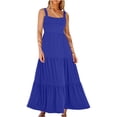 thumbnail image 1 of Yuyuzo Robes d'Été pour Femmes Décontractées Sans Manches Robes Maxi Encolure Carrée Évasées Plage Longue Robe Soleil, 1 of 5