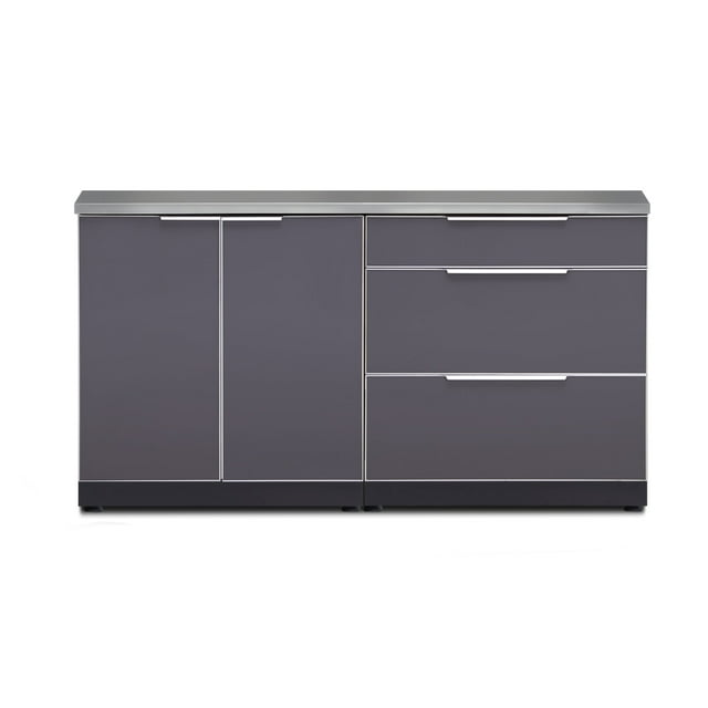 NewAge Products Armoire de Cuisine Extérieure en Aluminium, Ensemble de 3 Pcs avec Couvercles