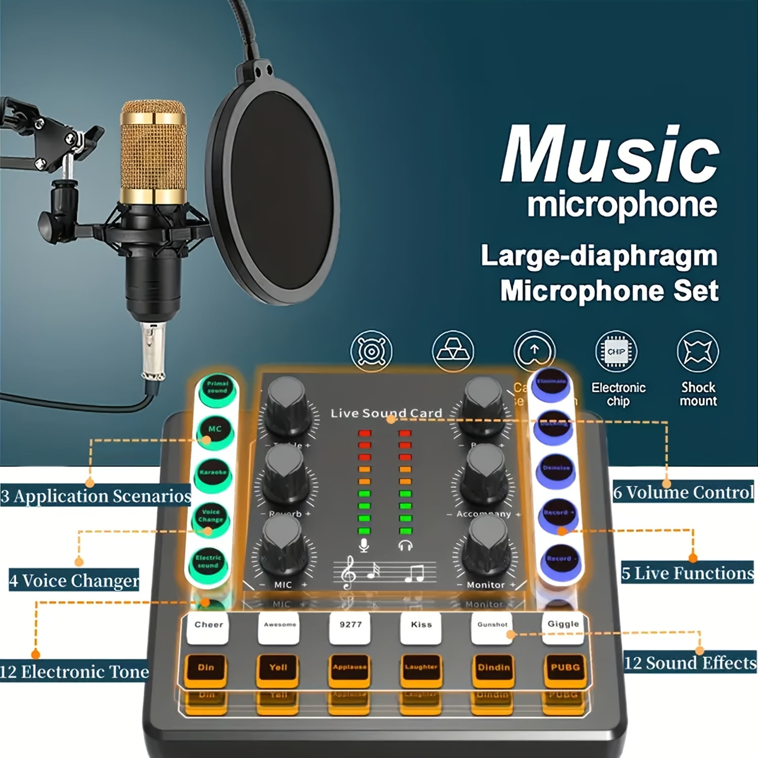 Home Recording Studio Recording Kit, Podcast Music Mixer Equipment, Condenser Microphone Set
