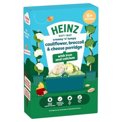 Heinz Cauliflower Broccoli Cheese Porridge Baby Food 6+ Months 125g, British Import (Pack of 3)
