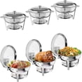 thumbnail image 1 of Ourlova Réchaud à Fondue et Nourriture en Acier Inoxydable 5QT Ensemble Buffet Rond avec Couvercle Support Cuillère et Pinces (Argent Lot de 4), 1 of 8