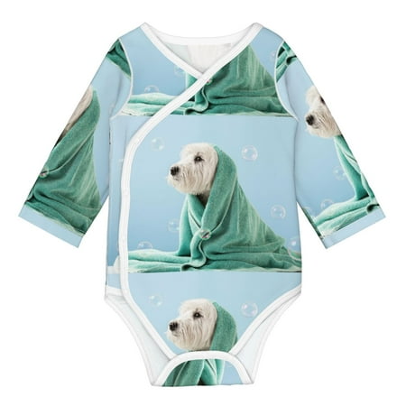 

Matuu Dog Wrapped in Towel for Baby Long-Sleeve Bodysuit Soft Cotton Comfortable and Breathable Perfect for Newborns and Infants