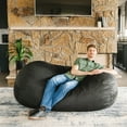 thumbnail image 4 of Big Joe Fuf 6Ft Giant Lounger Foam Bean Bag Chair, Oversized Couch with Removable Cover for Kids, Teens, Adults, Black Lenox, Durable Woven Polyester, 6 foot, 4 of 10
