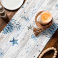 thumbnail image 3 of Blue Sea Turtles Table Runner 90 Inches, Coastal Ocean Sea Starfish Coral Wood Grain Bed Runner Dresser Scarves Tabletop for Indoor Outdoor Parties/Ceremony/Banquet, 13" x 90", 3 of 9