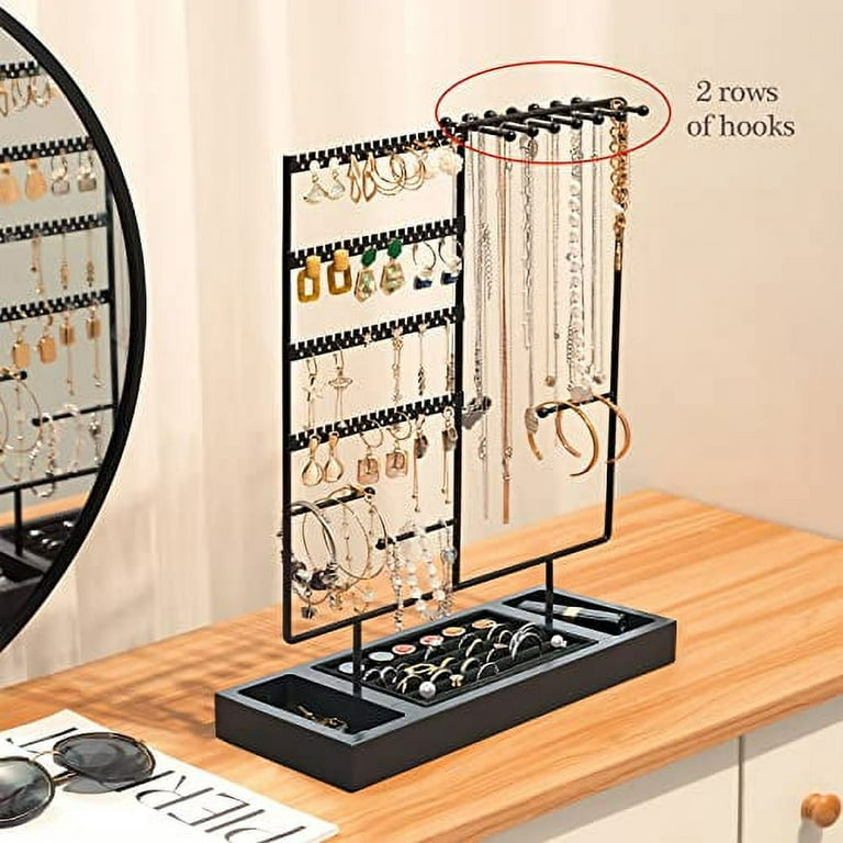 ProCase Jewelry Organizer Stand Earring Holder Organizer with 144 Earring Holes, 6 Tiers Necklace Display Rack Jewellery Tower Bracelets Holder