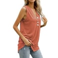 thumbnail image 4 of QAFOPEH Women Ribbed Sleeveless Button V Neck Solid Color Tank Top, 4 of 7