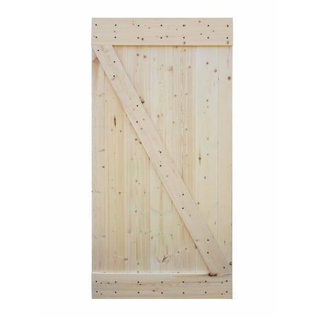 CALHOME 42 in. x 84 in. Unfinished Z-Bar 100% Knotty Pine Interior Barn Door