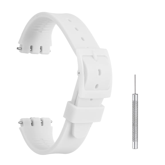 Uxcell Silicone Watch Band 17mm Width Quick Release Soft Watch Straps Replacement with Plastic Buckle and Stainless Steel Spring Bar for Men Women, White