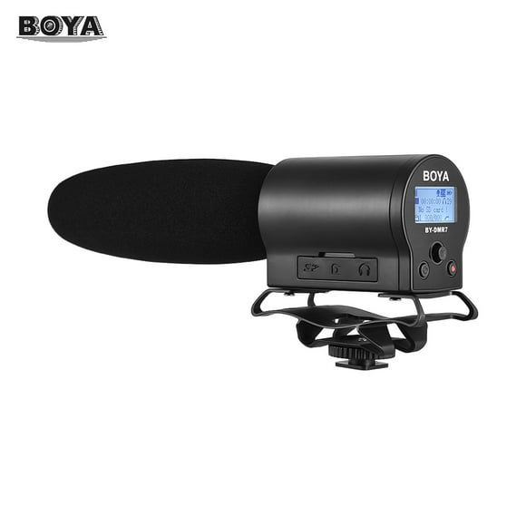 BOYA BY-DMR7 Broadcast Quality Condenser Microphone with Integrated Flash Recorder for Canon Nikon Sony DSLR Cameras and Video Cameras