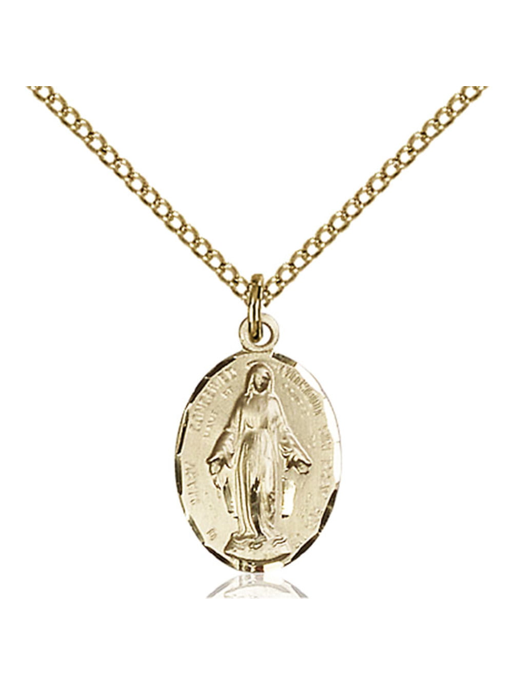 Gold Filled Immaculate Conception Pendant 5/8 x 3/8 inches with 18
