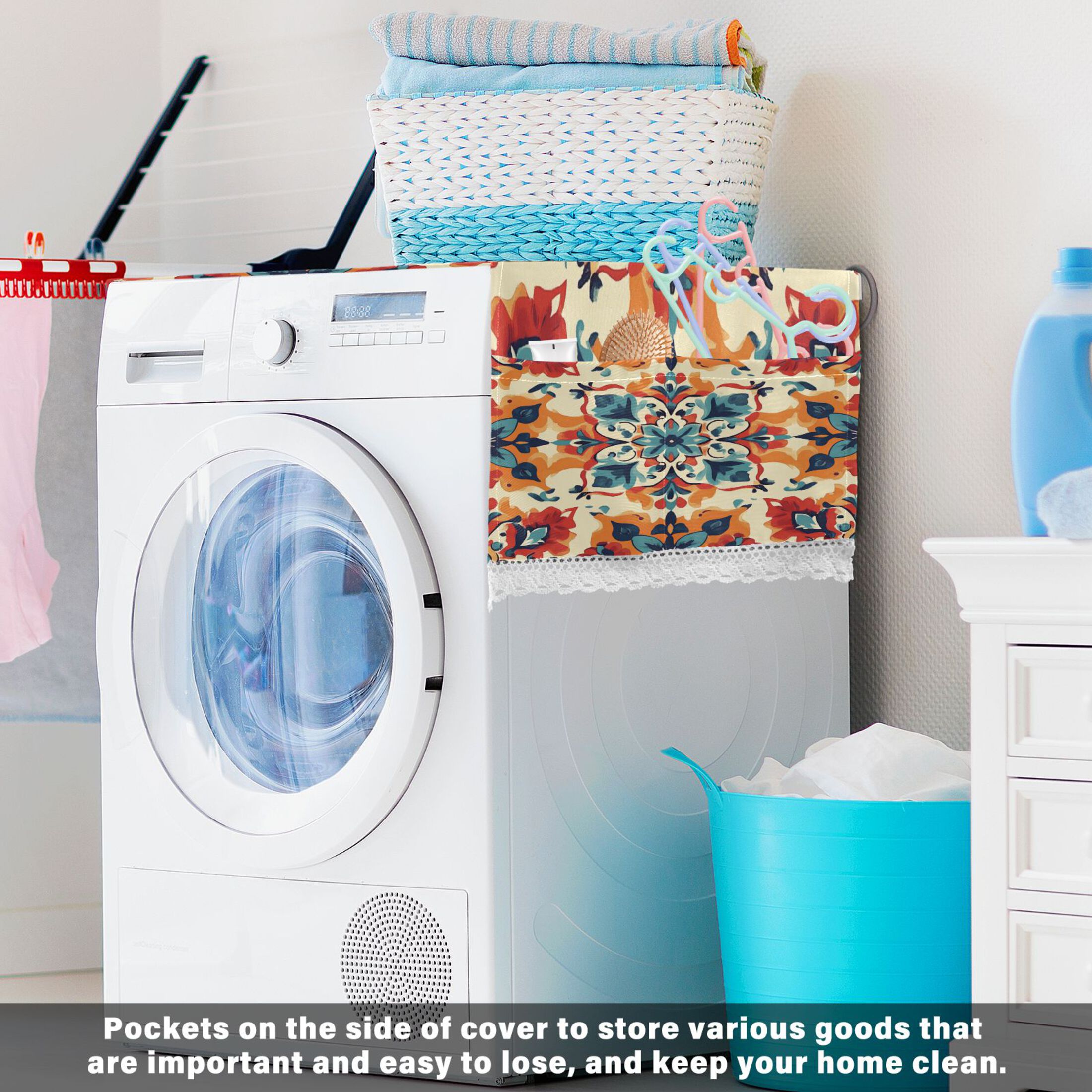 DEIARA Bohemian Motifs Washing Machine Cloth Dryer Refrigerator Top Cover Protective Non-Slip Mat For Kitchen Laundry