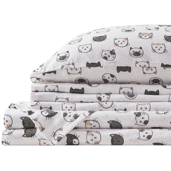 Juego de sábanas Comfort Spaces, franela de algodón, tamaño queen, gris y rosa