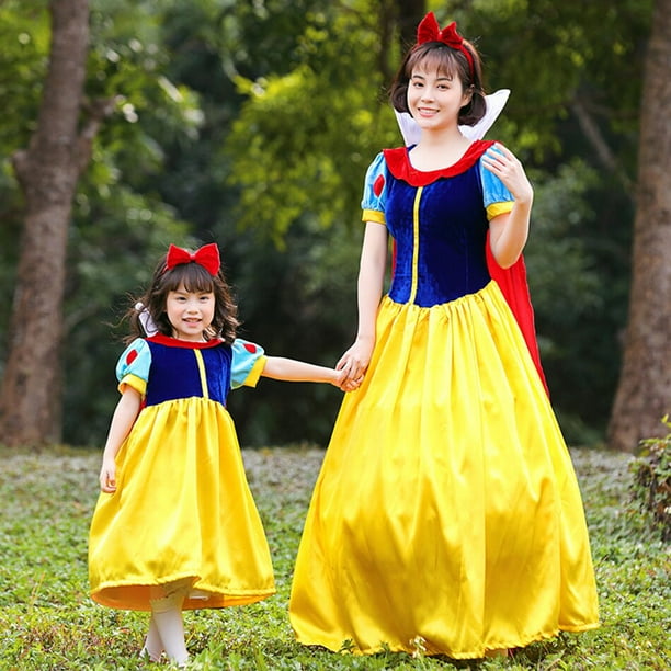 Nuevo disfraz familiar de Halloween vestido de princesa blanca como la nieve para ninos adultos Cosplay vestido de baile de carnaval fiesta mama ropa para ninas trajes para mama L Gao Jinjia